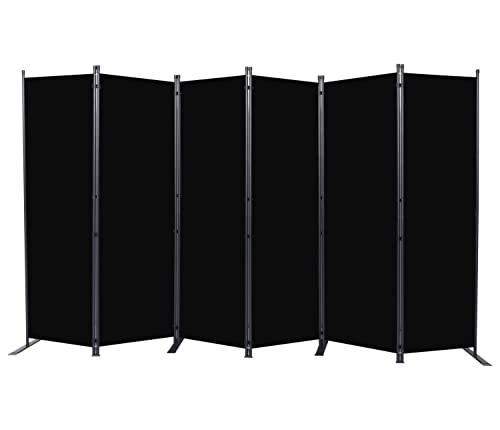 Room Divider 6 Panel-132''Wide,6FT Room Dividers and Folding Privacy Screen | Wider Metal Base & Non-wobbly,Fabric Divider Panel for Room Partition, Portable Large Wall Divider Screen for Office,Studio - color: Black, size: 6 Panel-132''W