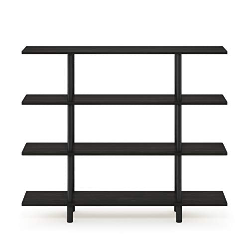 Furinno Turn-N-Tube 4-Tier Wide Display Shelf, Espresso/Black | Wide Accent Display Shelf, Open Shelves, Round Tubes, for Organization and Storage, Living Room, Garage, Home Office - color: Espresso/Black, style: 4-Tiers