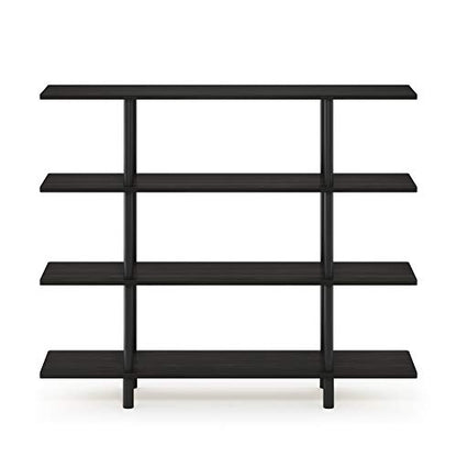 Furinno Turn-N-Tube 4-Tier Wide Display Shelf, Espresso/Black | Wide Accent Display Shelf, Open Shelves, Round Tubes, for Organization and Storage, Living Room, Garage, Home Office - color: Espresso/Black, style: 4-Tiers