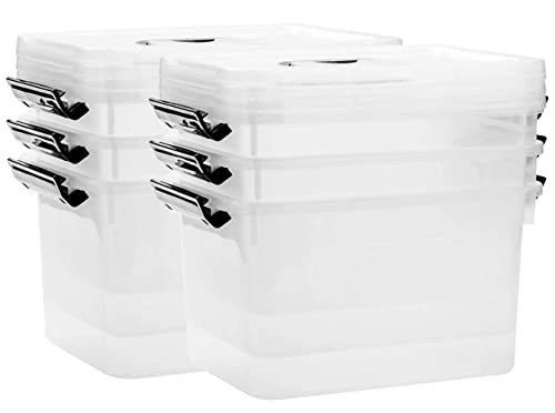 6 Quart Clear Storage Latch Box/Bins, 6-Pack Plastic Container with Latches and Lid - color: Clear, size: 6 QT