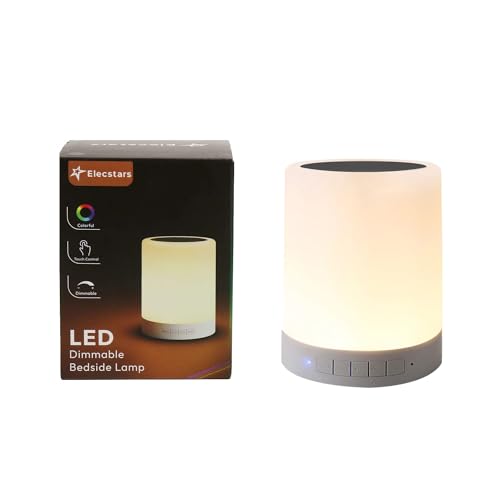 Night Light with Bluetooth Speaker, Touch Lamp Rechargeable Relaxing Cool | Elecstars Small Lamp, Aux Line-in and TF Card Supported, Portable Color Changing, Birthday Holiday Gift for Kids Teens Women.