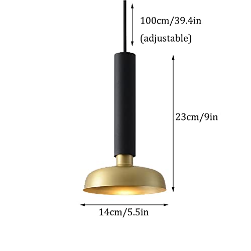 Brass Metal Material LED Pendant Lights Simple Golden Finish Home Hanging Lamp Bedroom Headboard Mini Chandelier Adjustable Height Ceiling Lamp Restaurant Decoration Light Fixture - color: Black