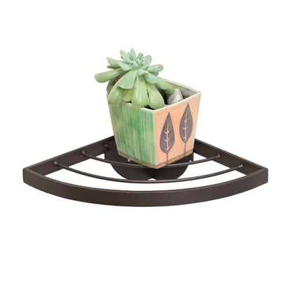 Bed Bath & Beyond Achla Designs 11.8" W Quarter-Round Roman Bronze Wrought Iron Corner Wall Plant Shelf, Powder Coated Finish