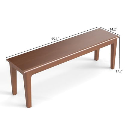 Dining Bench 55.1" Wood Solid Oak Wooden Bed End/Entryway Bench for Bedroom Living Room Kitchen(Brown) - color: Brown, size: 55.1"