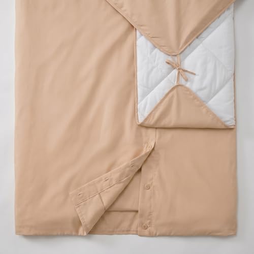 Peru Pima 285 Thread Count Percal King/Cal King Duvet Cover Set - 100% Peruvian Pima Cotton, 3 Piece (1 Cover, 2 Pillowcases) - Cooling, Crisp, Deep Pocket, Hotel Quality Bedding - Latte - color: Latte, size: King/Cal King
