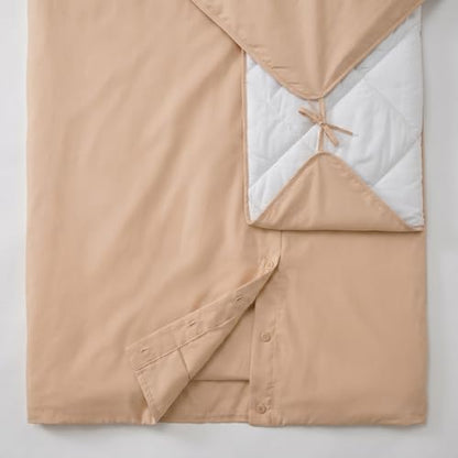 Peru Pima 285 Thread Count Percal King/Cal King Duvet Cover Set - 100% Peruvian Pima Cotton, 3 Piece (1 Cover, 2 Pillowcases) - Cooling, Crisp, Deep Pocket, Hotel Quality Bedding - Latte - color: Latte, size: King/Cal King