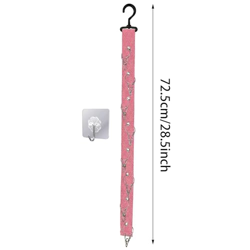 Plush Doll Hanging Storage Rope Display Rack with 8 Clips – Wall Hanging Organizer for Keychain Plushies, Mini Toys– Holds up to 3kg (Pink) - color: 1 PCS Pink