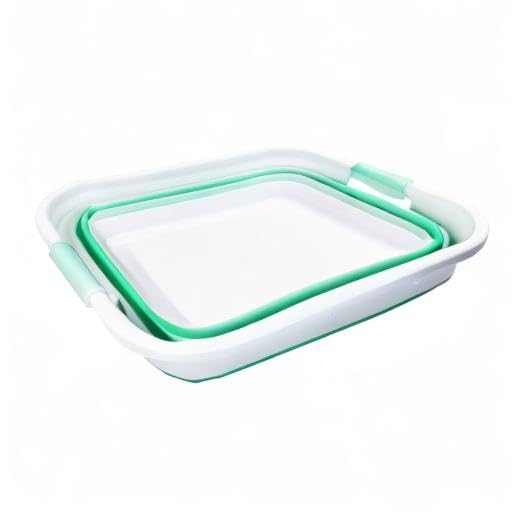 SAMMART 41L (10.8 gallons) Collapsible Plastic Laundry Washing Tub/Basket-Foldable Pop Up Storage Container/Organizer-Portable Laundry Hamper-Space Saving (1, White/Pale Jade) - color: White/Pale Jade