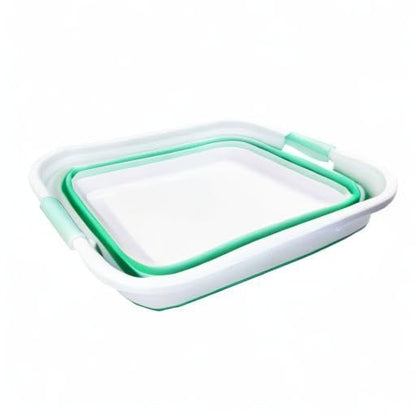 SAMMART 41L (10.8 gallons) Collapsible Plastic Laundry Washing Tub/Basket-Foldable Pop Up Storage Container/Organizer-Portable Laundry Hamper-Space Saving (1, White/Pale Jade) - color: White/Pale Jade