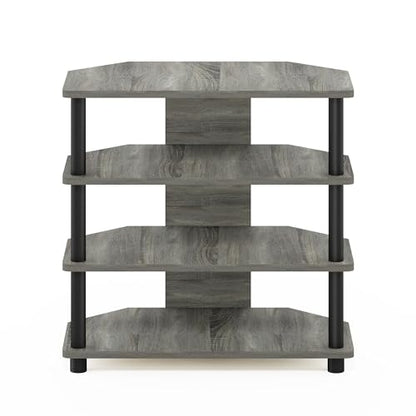 Furinno Turn-N-Tube Easy Assembly 4-Tier Petite Entertainment Center / TV Stand / TV Unit / TV Desk, French Oak Grey/Black - color: French Oak, size: 4-Tier