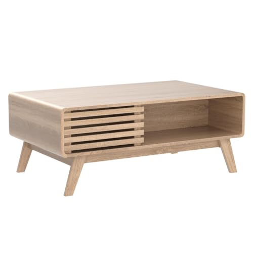 mopio Ensley Coffee Table with Storage, Mid Century Modern, Farmhouse Wood Coffee Table for Living Room Fluted (Oak) - color: Oak