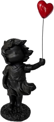 Banksy Street Graffiti Art Statue,Love Balloon Girl Room Decor,Resin Ornaments,Living Room Dining Desk Decorations,Bookshelf Decorative Objects(Black) - color: Love Balloon Girl-black