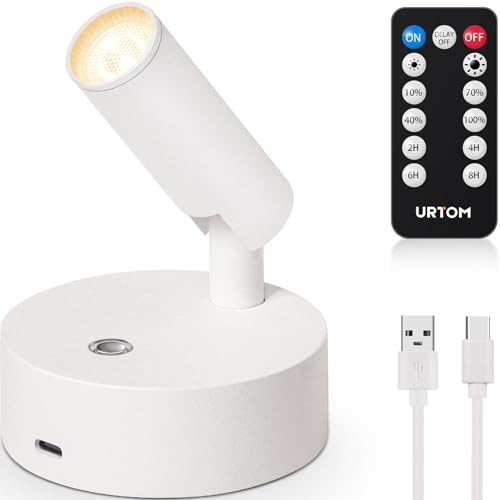 URTOM Wireless LED Spotlight Indoor with Remote Up Lights Indoor Dimmable Picture Light Battery Operated with Timer Rechargeable Spot Lights Accent Uplighting for Plant Wall Art, 1 Pack - size: 1 Pack