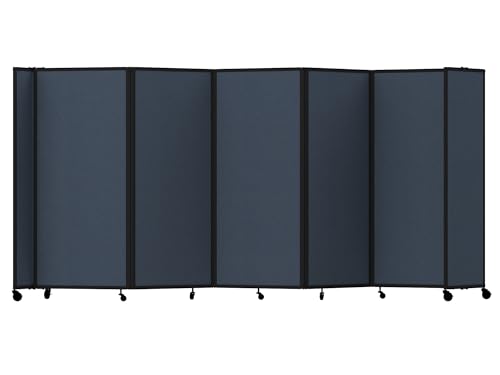 Versare Room Divider 360 Portable Wall Partition | Folding Panels | Large Freestanding Divider | Locking Wheels | Temporary Room Separator - color: Ocean, size: 14' Wide x 6' Tall