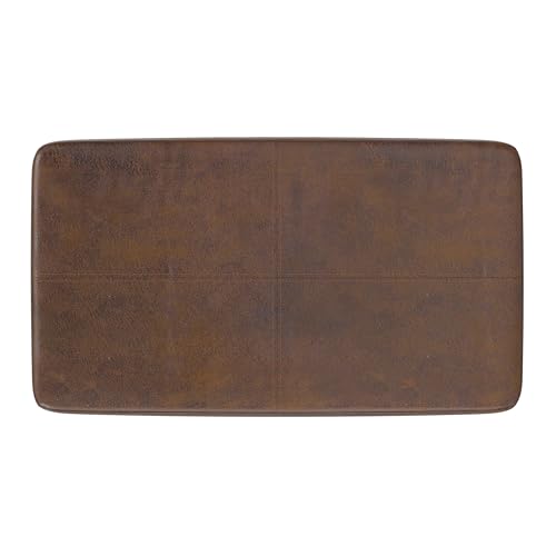SIMPLIHOME Carlson Small Ottoman Bench - 27 inch Wide Upholstered Woven Fabric Rectangle Ottoman in Distressed Chestnut Brown, Mid Century Modern Bench for Bedroom or Living Room with Padded Seat - color: Distressed Chestnut Brown, style: Small Ottoman Be