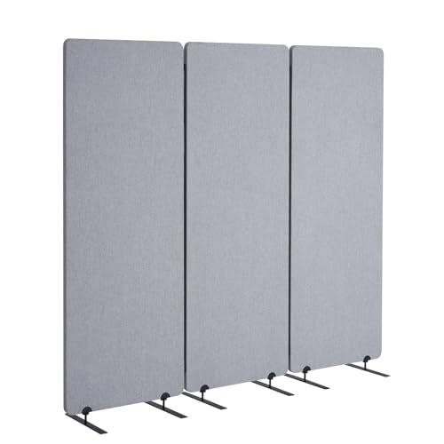 VEVOR 2FT Room Divider, 3 Panel PET Polyester Soundproof Room Screen, Folding Privacy Divider Portable Partition Divider for Room Separation, Freestanding Room Partitions for Office Study, Grey