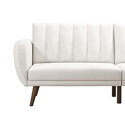 Novogratz Brittany Futon, Convertible Sofa & Couch,White Faux Leather - color: White Faux Leather