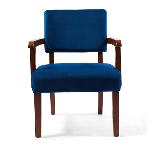 Velvet Accent Chairs Set of 2, 2 Solid Wood Armchairs with Table | Upholstered Living Room Chair, Comfy Reading Chair for Bedroom, Waiting Room, Home Office, Easy Assembly, Blue - color: Velvet Blue, size: Set of 2 with table