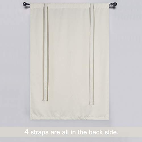 54 inches Long Blackout Curtain - Balloon Roll Up Window Tie Up Shades for Kitchen/Nursery/Bathroom Window (1 Panel, 34 inches W by 54 inches L) - color: Cream Beige, size: 34"W x 54"H