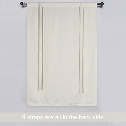 54 inches Long Blackout Curtain - Balloon Roll Up Window Tie Up Shades for Kitchen/Nursery/Bathroom Window (1 Panel, 34 inches W by 54 inches L) - color: Cream Beige, size: 34"W x 54"H