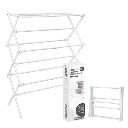 ZOES HOMEWARE 2026 Enhanced Clothes Drying Rack | Foldable Drying Rack Clothing for Laundry | Small Collapsible Portable Dryers for Laundry | Use for Indoor & Outdoor | White 37.5"x29"x12" | 2026 Enhanced Small Collapsible Portable Dryers for Laundry | Us