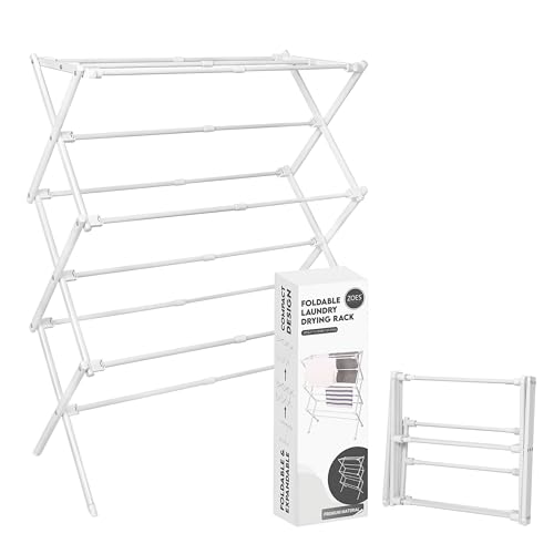 ZOES HOMEWARE 2026 Enhanced Clothes Drying Rack | Foldable Drying Rack Clothing for Laundry | Small Collapsible Portable Dryers for Laundry | Use for Indoor & Outdoor | White 37.5"x29"x12" | 2026 Enhanced Small Collapsible Portable Dryers for Laundry | Us