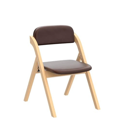 PU Folding Chairs with Padded Seats | Wooden Stackable Foldable Dining Chair Set of 2 Easy to Assemble Extra for Guests Kitchen Office Wedding - color: Wood With Pu, size: 2PCS