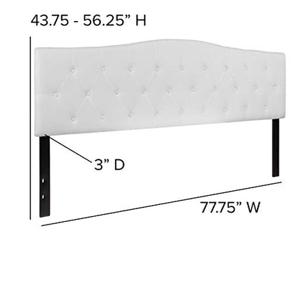EMMA + OLIVER White King Tufted Headboard | Adjustable Bed Rail Slots, Fabric Upholstered - color: White, size: King