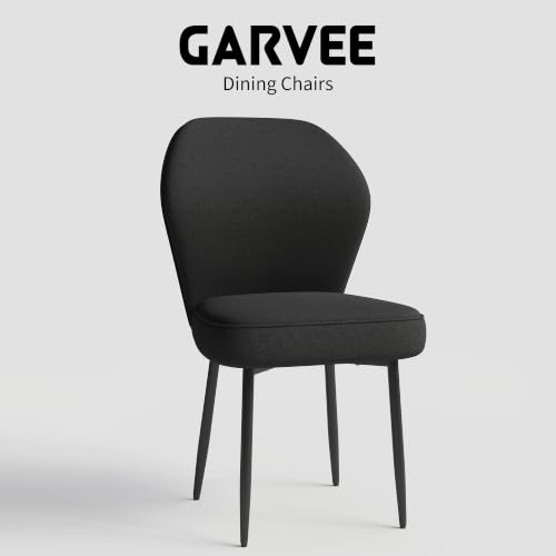Garvee Linen Dining Chairs Set of 2, Modern Fabric Upholstered Kitchen Side Chairs with Metal Pegs, Black - color: Black, size: Set of 2