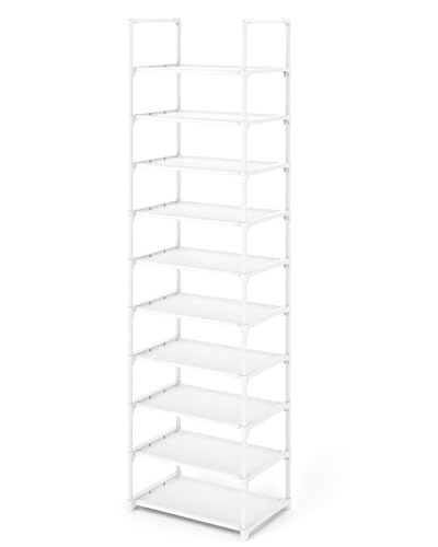 Kitsure Shoe Rack - 10-Tier Shoe Organizer with Detachable Fabric Shelves & Metal Frame, Tall Shoe Rack for Closet, Entryway, Living Room, 16.9" Wide - 10 Tier, White - color: White, size: 16.9"Wide - 10 Tier