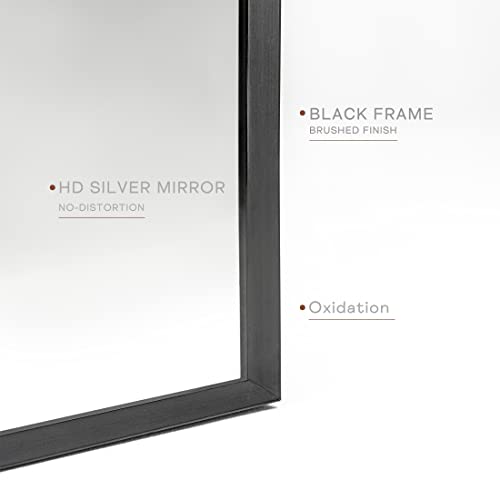 Black Arched Mirror 20x30in, Metal Framed Bathroom Vanity Wall | Tempered Glass, Shatter Proof, Living Room Bedroom Entryway, Modern Elegant Design - color: Black, size: 30"L x 20"W, style: Arched