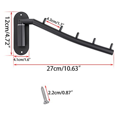 Sumnacon Stainless Steel Clothes Hanger Rack-Wall Mount Garment Hook with Swing Arm, Sturdy Coat Robe Storage Organizer for Laundry Room Bedrooms Clothing Drying Rack with 5 Hooks, Black - color: Black