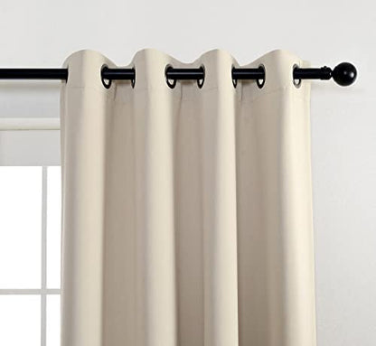 Room Darkening Grommet Blackout Window Curtains for Living Room Curtains Panels Set of 2 52x63 Inch Begie, 2 Tie Backs Included - color: Beige, size: 52"W x 63"L (Pack of 2)