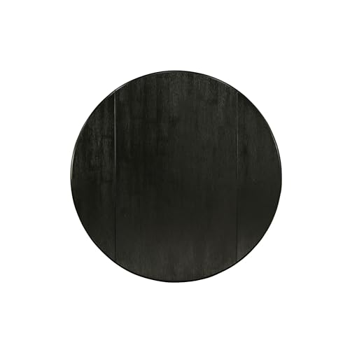 East West Furniture DLT-ABK-TP Dublin Dining Table - a Round Wooden Table Top with Dropleaf & Pedestal Base, 42x42 Inch, Wirebrushed Black - color: Dlt-abk-tp