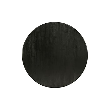 East West Furniture DLT-ABK-TP Dublin Dining Table - a Round Wooden Table Top with Dropleaf & Pedestal Base, 42x42 Inch, Wirebrushed Black - color: Dlt-abk-tp