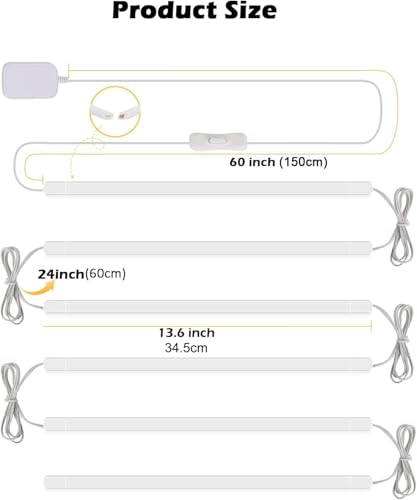 Cefrank 6-Pack Linkable Under Cabinet Lighting, 12" LED Shelf Light Bars | 1200LM Cool White • Plug-in • CRI90+ • Frosted Lens • Pantry • Bookshelf • Workbench - color: White