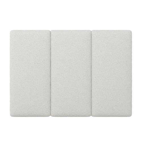 Nathan James Marissa Wall Mounted Upholstered Headboard, 3 Panel Headboard with Textured Boucle Upholstery for Queen Bed, White