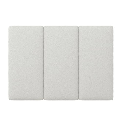 Nathan James Marissa Wall Mounted Upholstered Headboard, 3 Panel Headboard with Textured Boucle Upholstery for Queen Bed, White