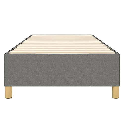 Twin XL Bed Frame with Box Spring, Upholstered Fabric Platform Base, Sturdy Plywood Slats, Dark Gray, Modern Bedroom Furniture for Dorms and Guest Rooms - size: Twin XL