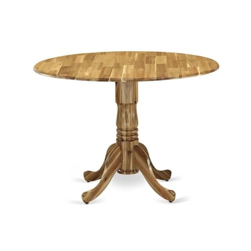 East West Furniture DLT-ANA-TP Dublin Modern Dining Table - a Round Kitchen Table Top with Dropleaf & Pedestal Base, 42x42 Inch, Natural - color: Dlt-ana-tp