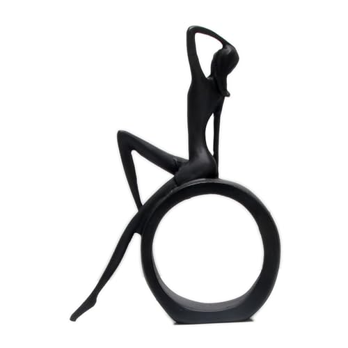 Modern Abstract Black Art Bookshelf Decor - Girl Statue Black Figurines for Home Office Living Room Table Decorations, Reading Figurines for Coffee Shelf Table Centerpiece (6.7inx4.72in) | Resin, Black Figurines, Home Office Living Room Table Desktop Bedr