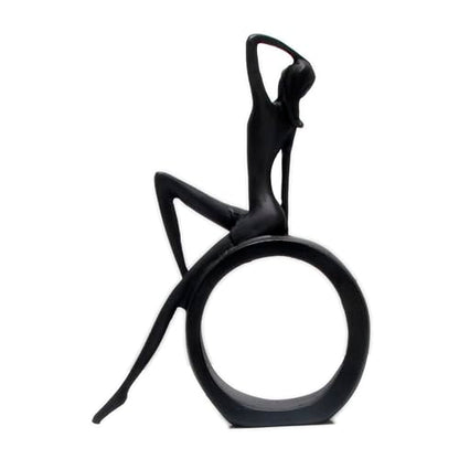 Modern Abstract Black Art Bookshelf Decor - Girl Statue Black Figurines for Home Office Living Room Table Decorations, Reading Figurines for Coffee Shelf Table Centerpiece (6.7inx4.72in) | Resin, Black Figurines, Home Office Living Room Table Desktop Bedr