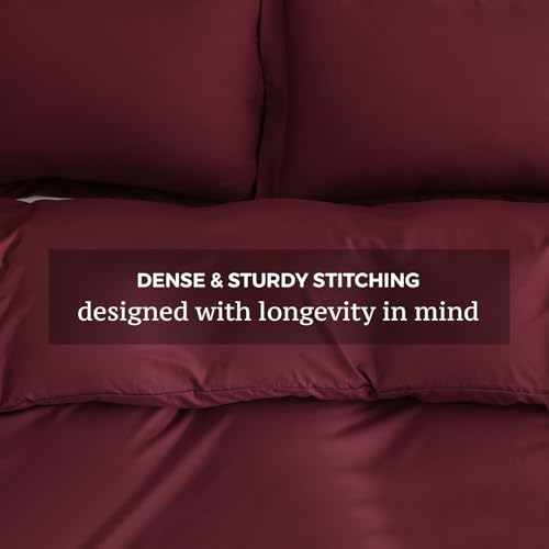 JSD Burgundy Duvet Cover Set Full Size | 3 Piece Soft Microfiber Duvet Cover with Pillow Shams Zipper Closure, Comforter Not Included, Oeko-Tex Certified - color: Burgundy, size: Full