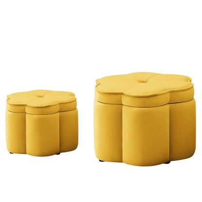 24" Small Modern Nesting Tables with Large Weight Capacity, Modern Nesting Side Tables with Space-Saving Design, Small Coffee Table with Side Storage Shelf for Living Room, Yellow - color: Yellow