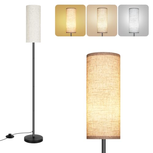 Floor Lamp for Living Room, Modern Standing Lamps with Lampshade, Minimalist Tall Lamp with Foot Switch for Living Room, Bedroom, Kids Room, Office(Bulb Not Included) - color: Beige