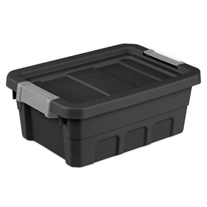 Sterilite Stacker Tote, Plastic Storage Bins with Lids, 4 Gallon, 6-Pack | Rugged Stackable Organizer Bin Containers with Latching Lids for Bed, Garage, Office, Kitchen, Closet & Classroom - size: 4 Gallon, style: 6 Pack