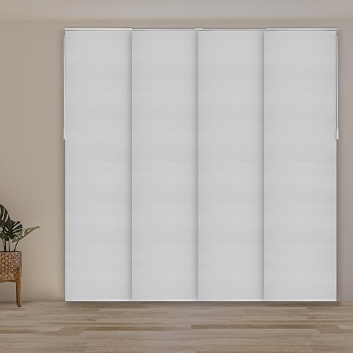 CHICOLOGY Panel Track Blinds, Jersey White, 86"x96", Cordless, Divider | 4 Fabric Panels, Fits 46–86″ Wide, Wall/Ceiling Mount, Room Divider Ready, Height Trimmable, Child & Pet Safe - color: Skyrise White