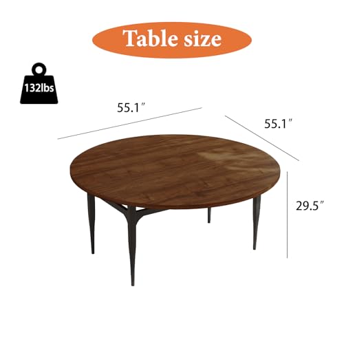 HIPIHOM Expandable Folding Dining Table Set, 55-Inch Round to Square Table, Metal Frame, for Dining Room or Apartment (Round Table) - color: Round Table