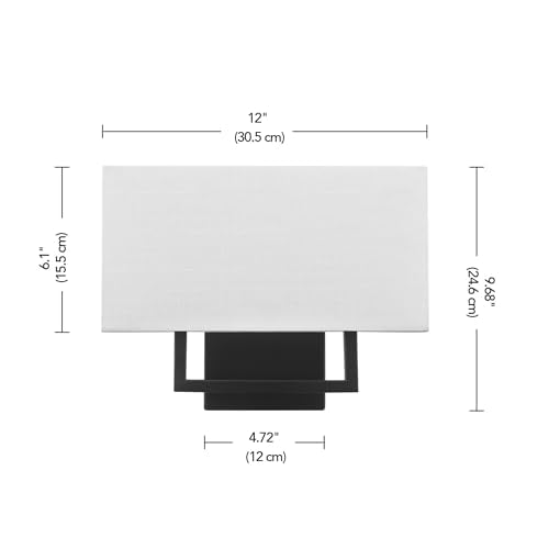Globe Electric 2-Light Wall Sconce, Matte Black, White Linen Shade, Rectangular Cutout Body, Dimmable, 65000081 - color: Matte Black, White Linen Shade
