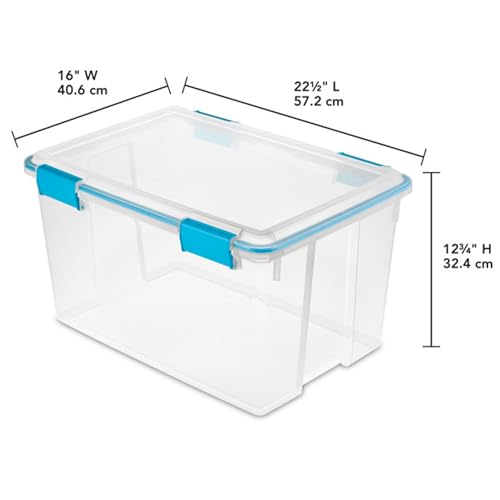 Sterilite 4-Pack 54 Quart Gasket Box, Home Storage Organizer Bins with Lids - Stackable Clear Plastic Containers for Bedroom, Bathroom, Garage, Basement, or Attic - size: 54 Quart, style: 4 Pack